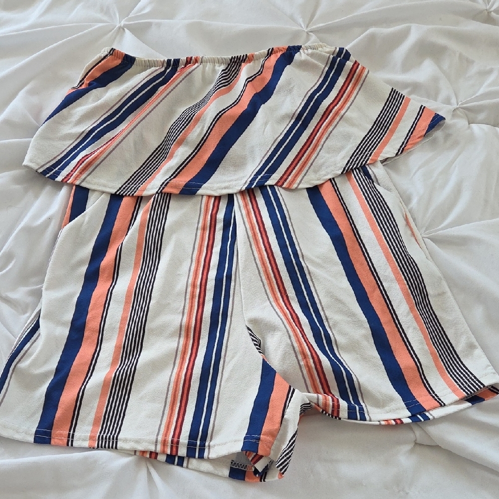 Striped Off-Shoulder Romper